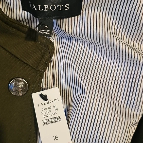 New TALBOTS JACKET...size 16.....army green. - Picture 8 of 9